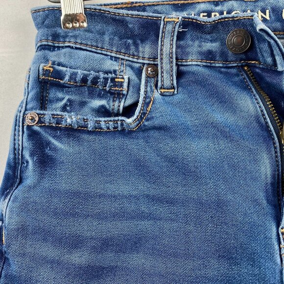 American Eagle Women's Jeans Size 00 Distressed Mom Regular Soft Stretch Denim - Picture 7 of 16